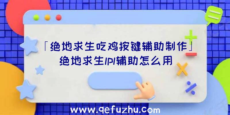 「绝地求生吃鸡按键辅助制作」|绝地求生lpl辅助怎么用